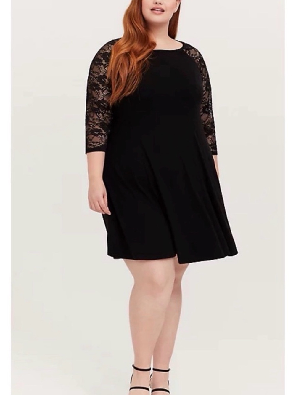 TORRID Lace Sleeve Fit & Flare Midi Dress